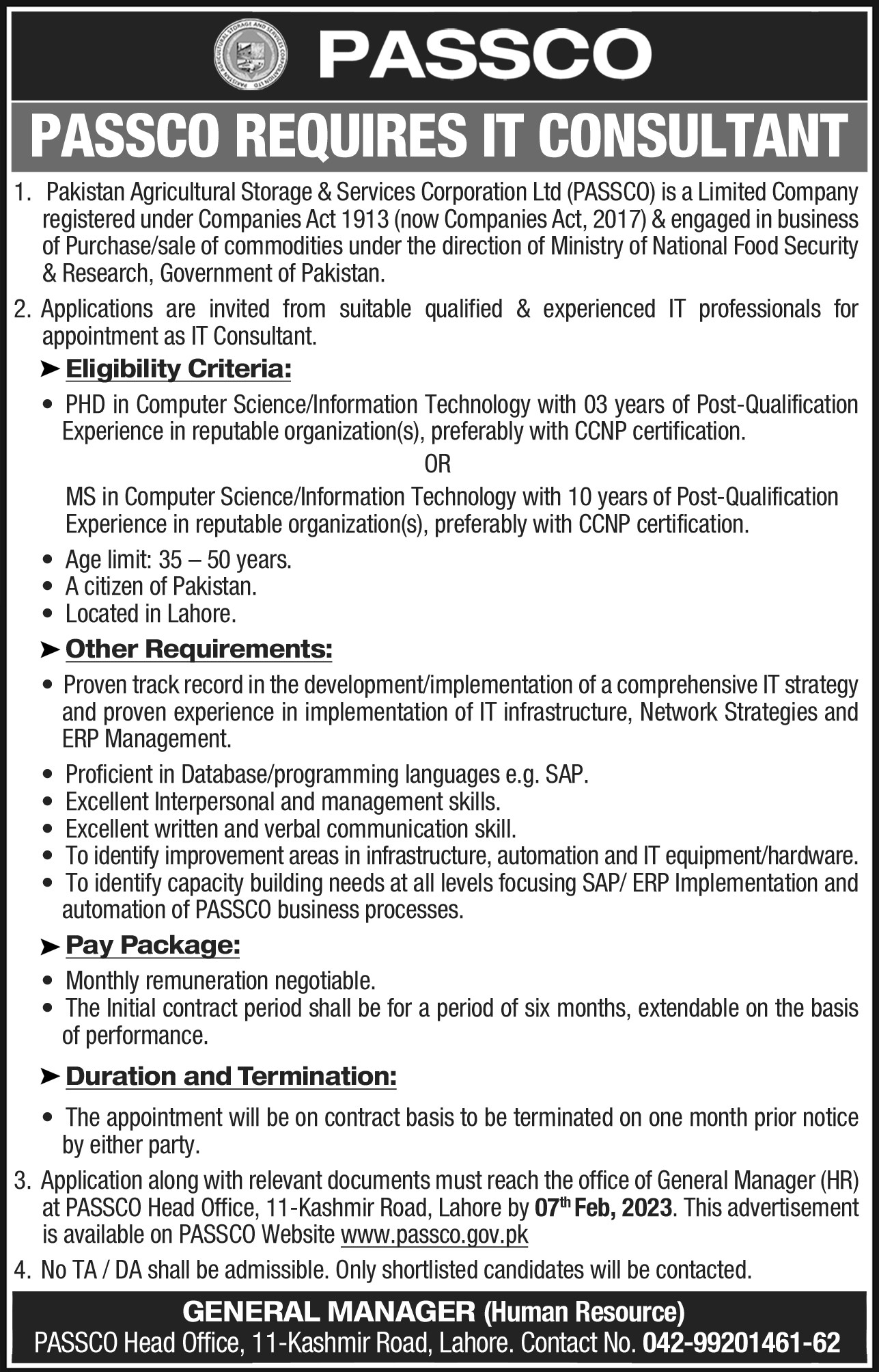 Pakistan Agriculture Storage & Services Corporation Ltd