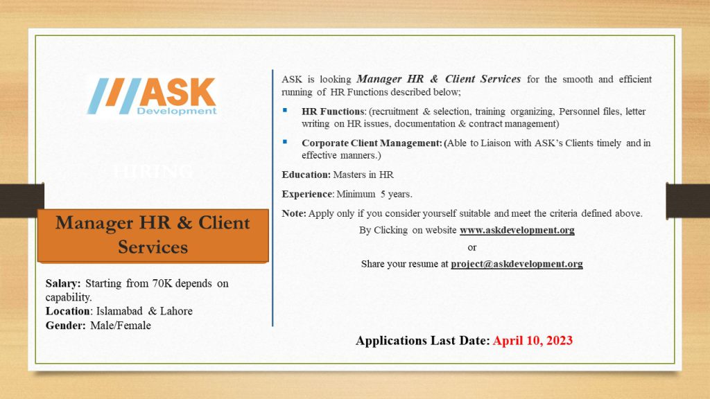 Manager HR & Client Services